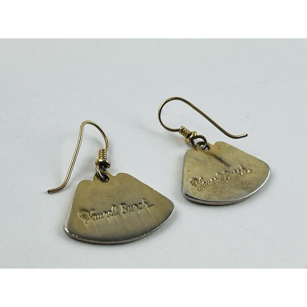 Rare Vintage Laurel Burch Earrings Fan Wave Style Solid Color Tan Champagne 80s - Picture 8 of 11